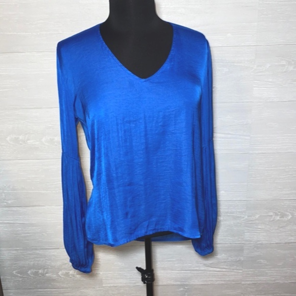 Sfera Casual Bright Royal Blue Silky Long Sleeve Top